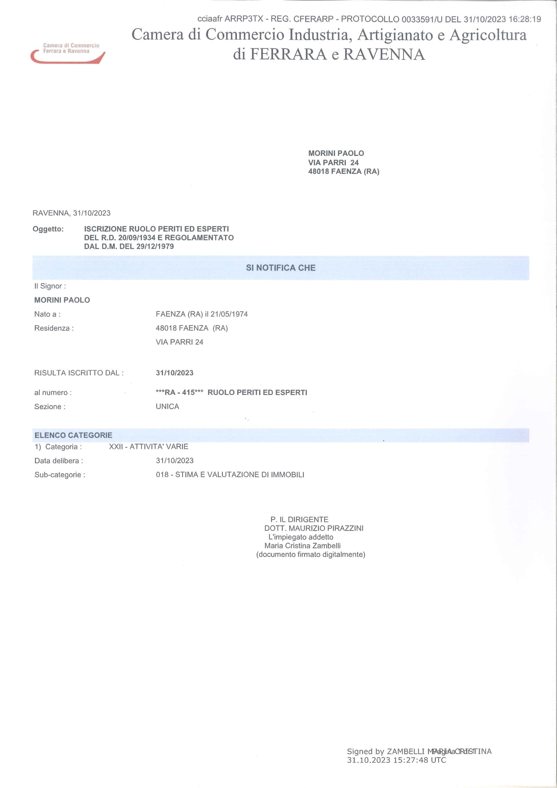 Iscrizione Ruolo